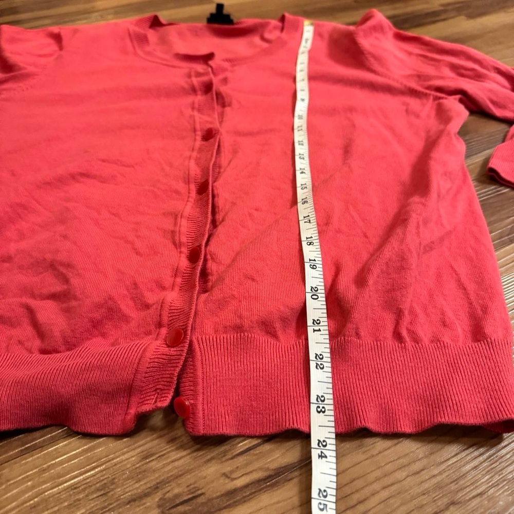 TALBOTS | Pima Cotton | Coral Button-Up Cardigan | 3/4 sleeves | soft & stretchy - Picture 6 of 6
